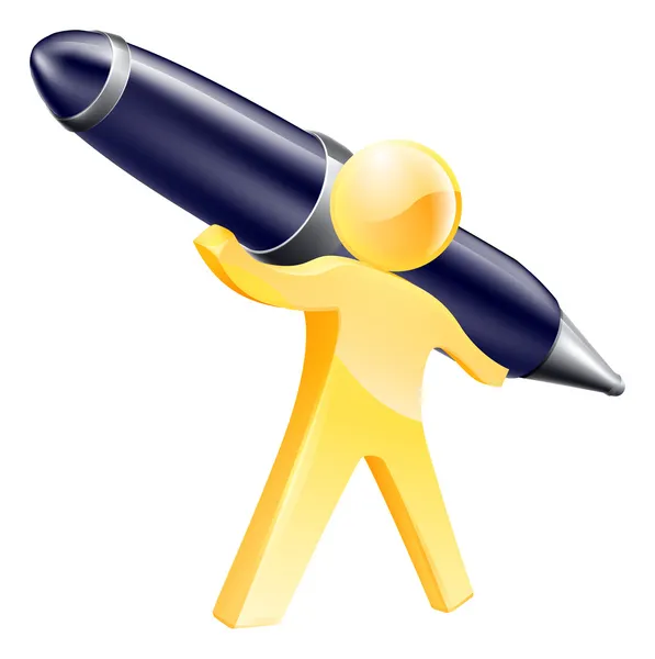 Person with giant pen — Stock Vector