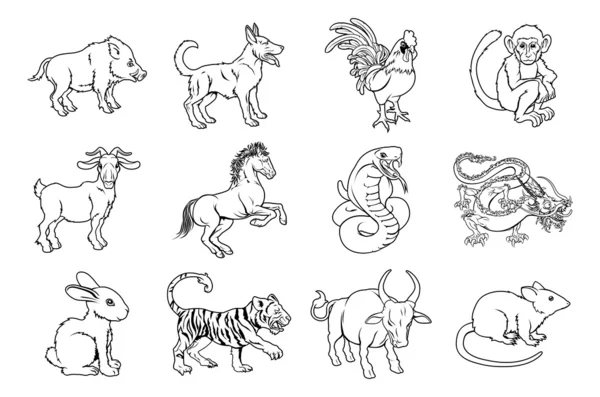 Chinese dierenriemtekens — Stockvector