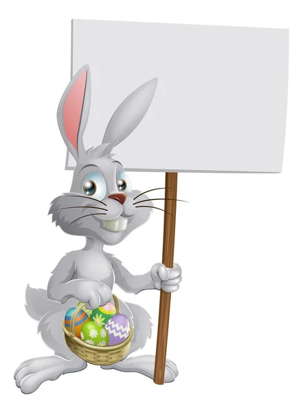 Velikonoční zajíček s vejci a znamení — Stockový vektor