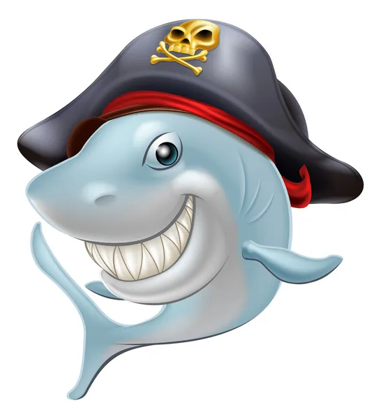 Desenhos animados de tubarão pirata —  Vetores de Stock