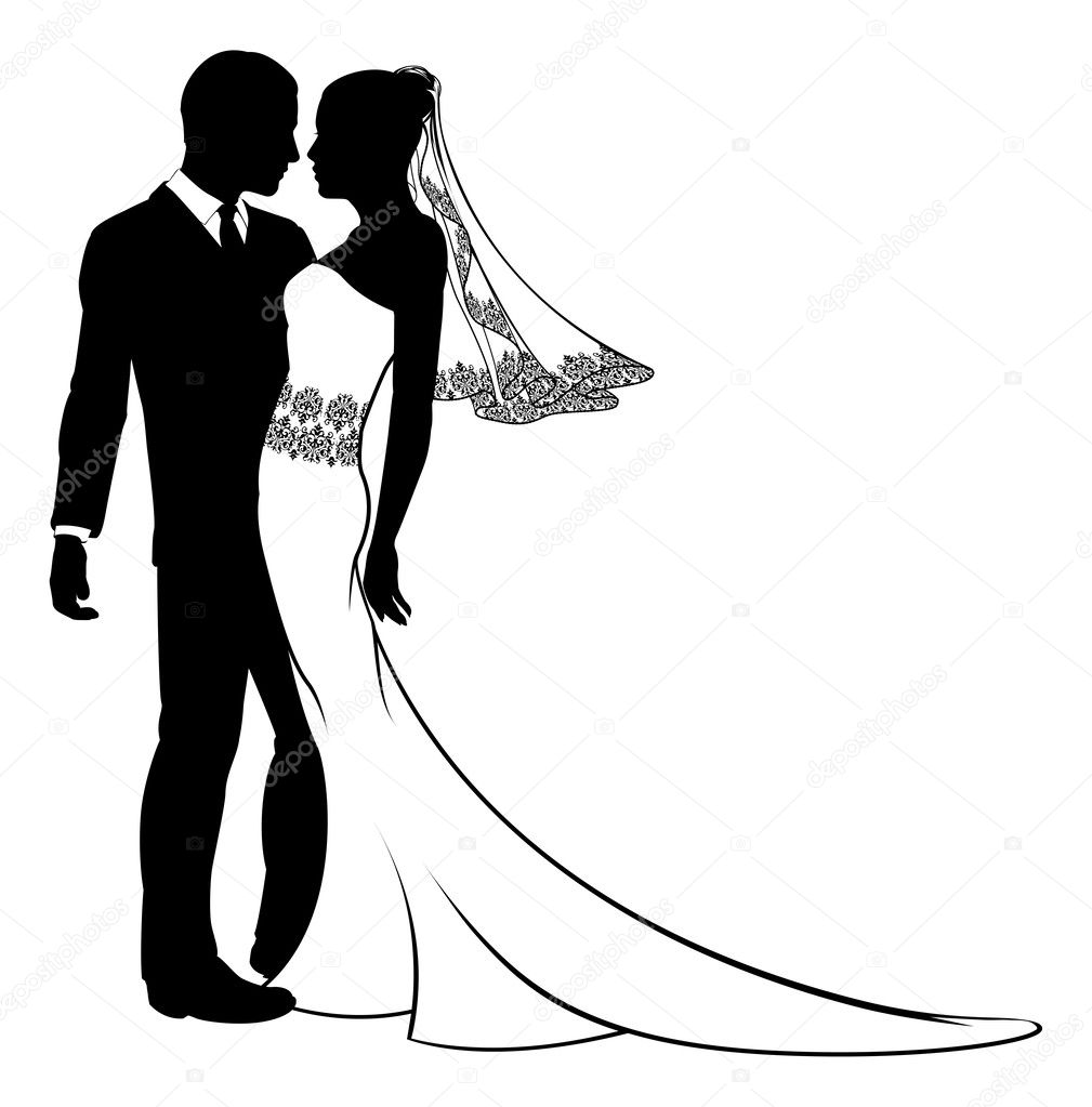 Bride Groom Silhouette Vector Art Stock Images Depositphotos | atelier ...