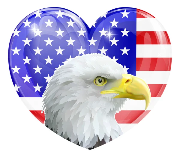 Águila corazón de amor americano — Vector de stock