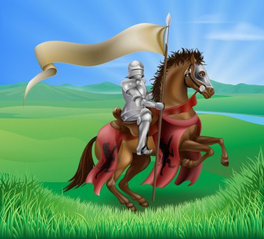 Knight on Horse in Field vector