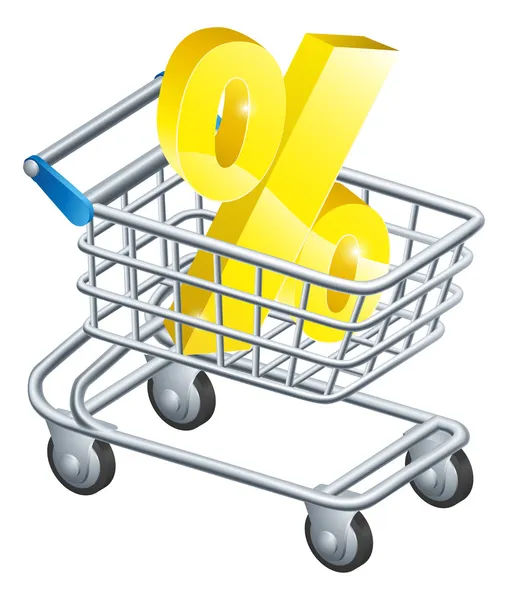Porcentaje tasa carrito de compras — Vector de stock