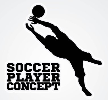 Bir siluet futbolcu kaleci bir gol tasarrufu futbol topu yakalamak bir illüstrasyon