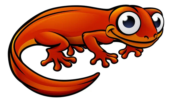 Illustration Newt Eller Salamander Tecknad Karaktär — Stock vektor