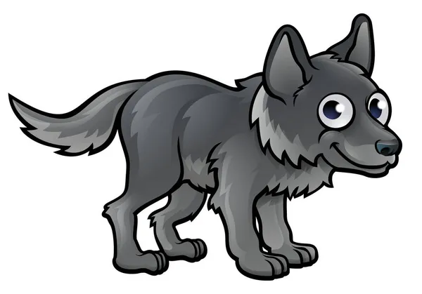 Mascotte Loup Personnage Dessin Animé Animalier — Image vectorielle