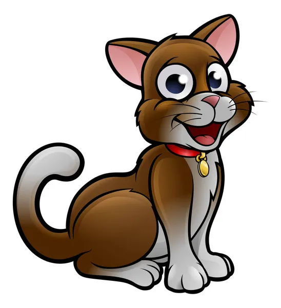 Schattig Cartoon Kat Karakter Illustratie — Stockvector