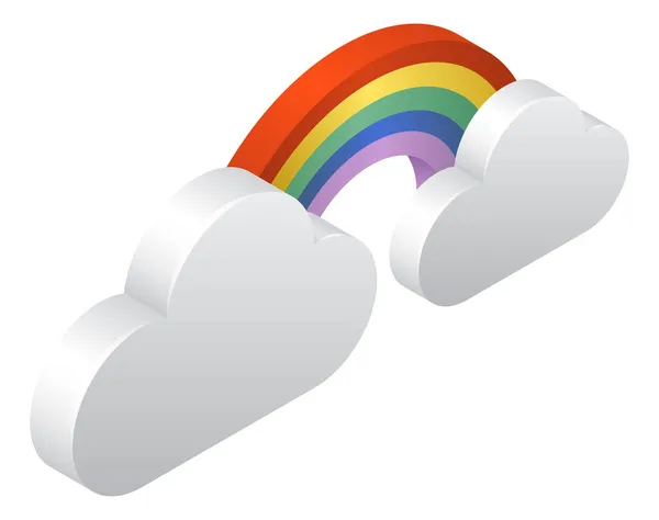 Een Regenboog Wolken Isometrische Weerpictogram Concept — Stockvector