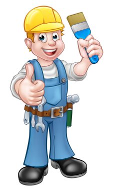 Boyacı Dekoratörü Boya Fırçası Tutuyor