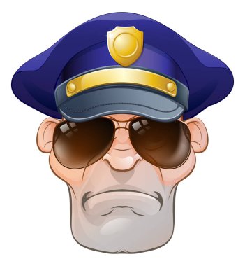 Mean Angry Cartoon Police Man Cop in Shades clipart