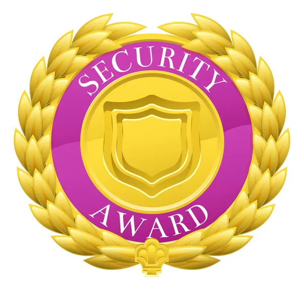 Gold Security Winner Laurel Wreath Medal — Stock Vector