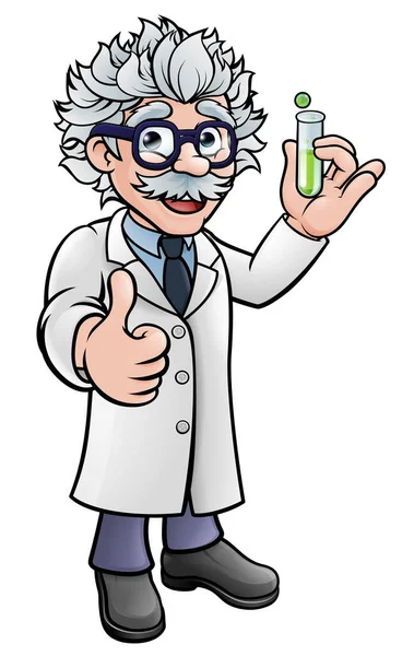 Cartoon Scientist Holding Tubo de prueba — Archivo Imágenes Vectoriales