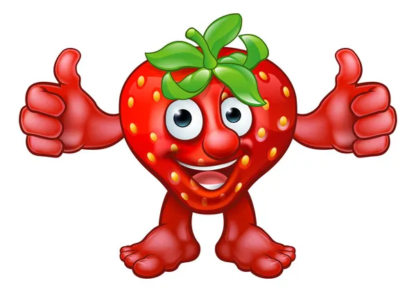 Cartoon Strawberry Fruit Mascot Character — Stock Vector