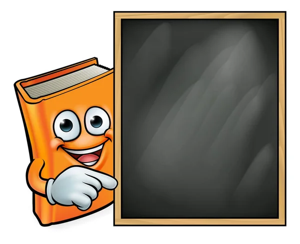 Cartoon Book en School Blackboard — Stockvector