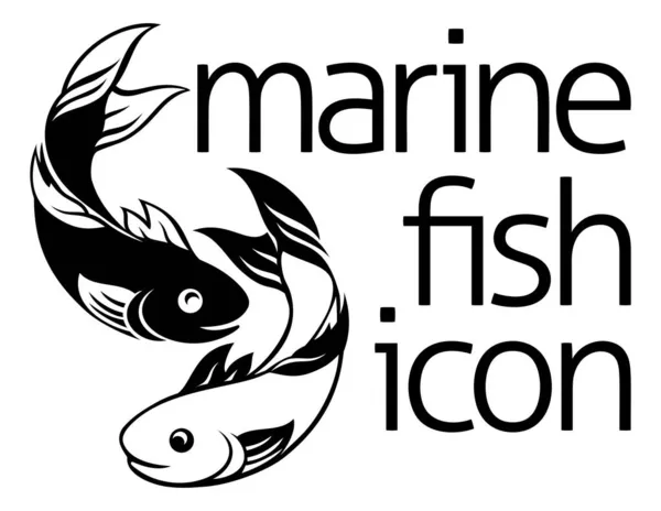 Symbole Concept Poisson Icône Avec Deux Poissons Éventuellement Carpe Koï — Image vectorielle