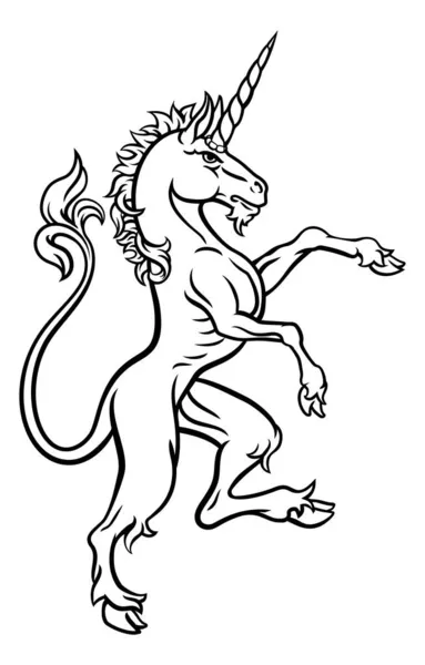 Dibujo unicornio de estilo heráldico — Vector de stock