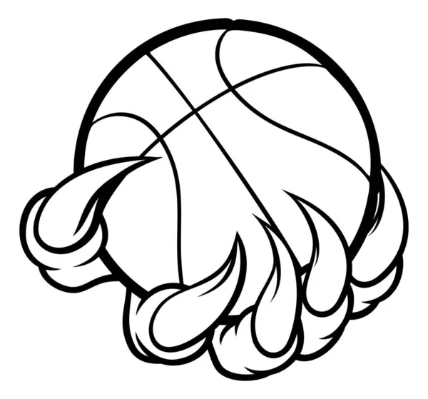 Monstre ou griffe d'animal tenant ballon de basket — Image vectorielle