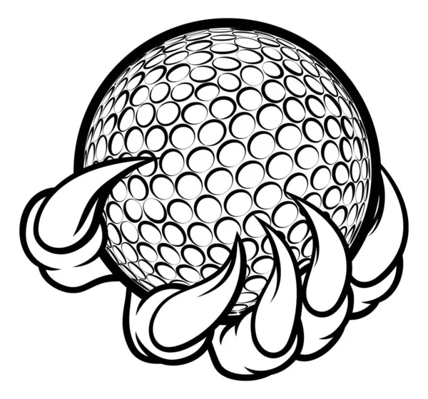 Monstre ou griffe d'animal tenant une balle de golf — Image vectorielle