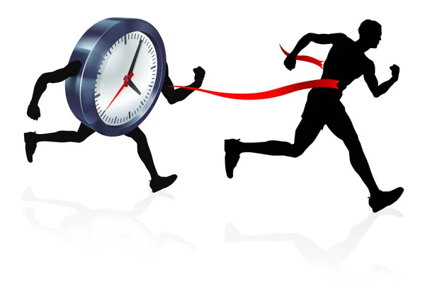 Clock Finish Line Race Man — стоковый вектор