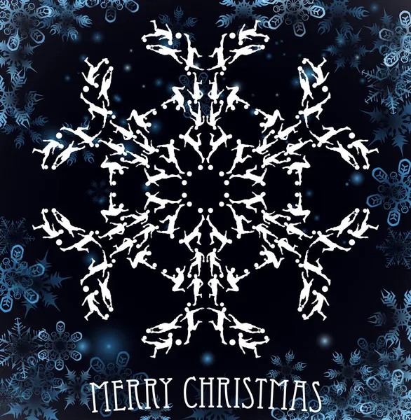 Soccer Silhouette Christmas Snowflake — Stock Vector
