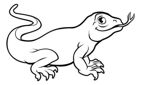 Personaje de dibujos animados Komodo Dragon Lagarto — Vector de stock