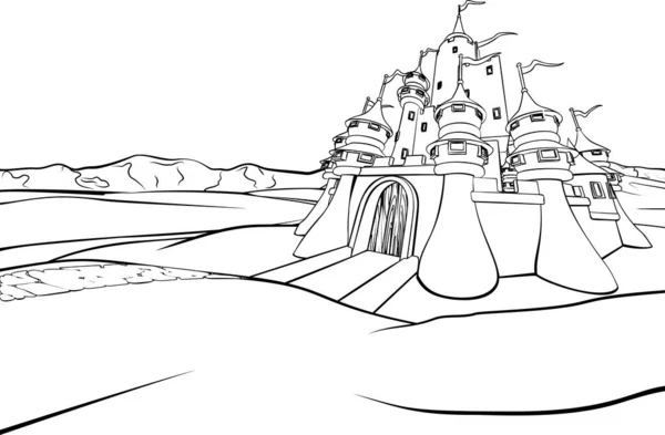 Cartoon Castle Scene achtergrond — Stockvector