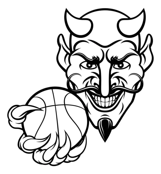 Duivel Basketbal Sport Mascotte — Stockvector