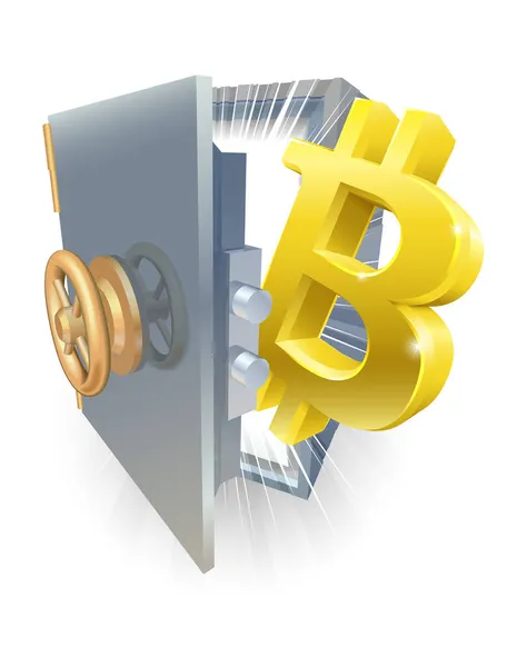 Bitcoin Safe Concept — Stock Vector