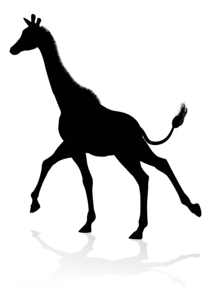 Jirafa silueta animal — Vector de stock