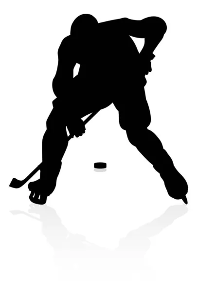 Хоккеист-силуэт — стоковый вектор
