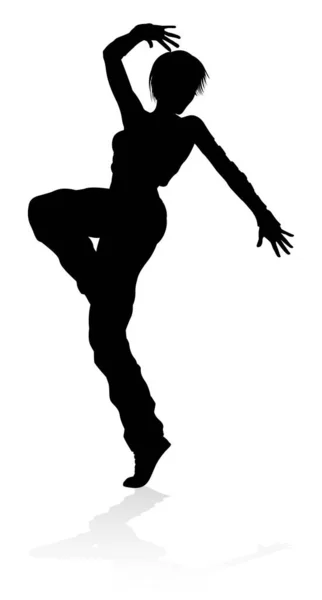 Streetdance Tänzerin Silhouette — Stockvektor