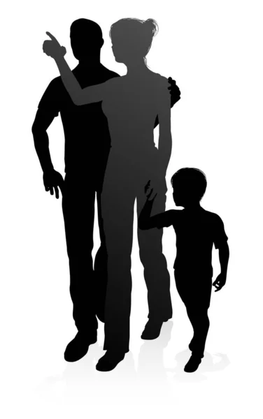 Family Detailed Silhouette — Stock Vector