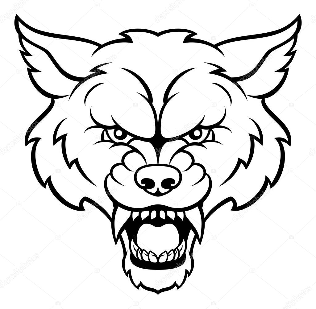 An angry wolf sports animal character mascot