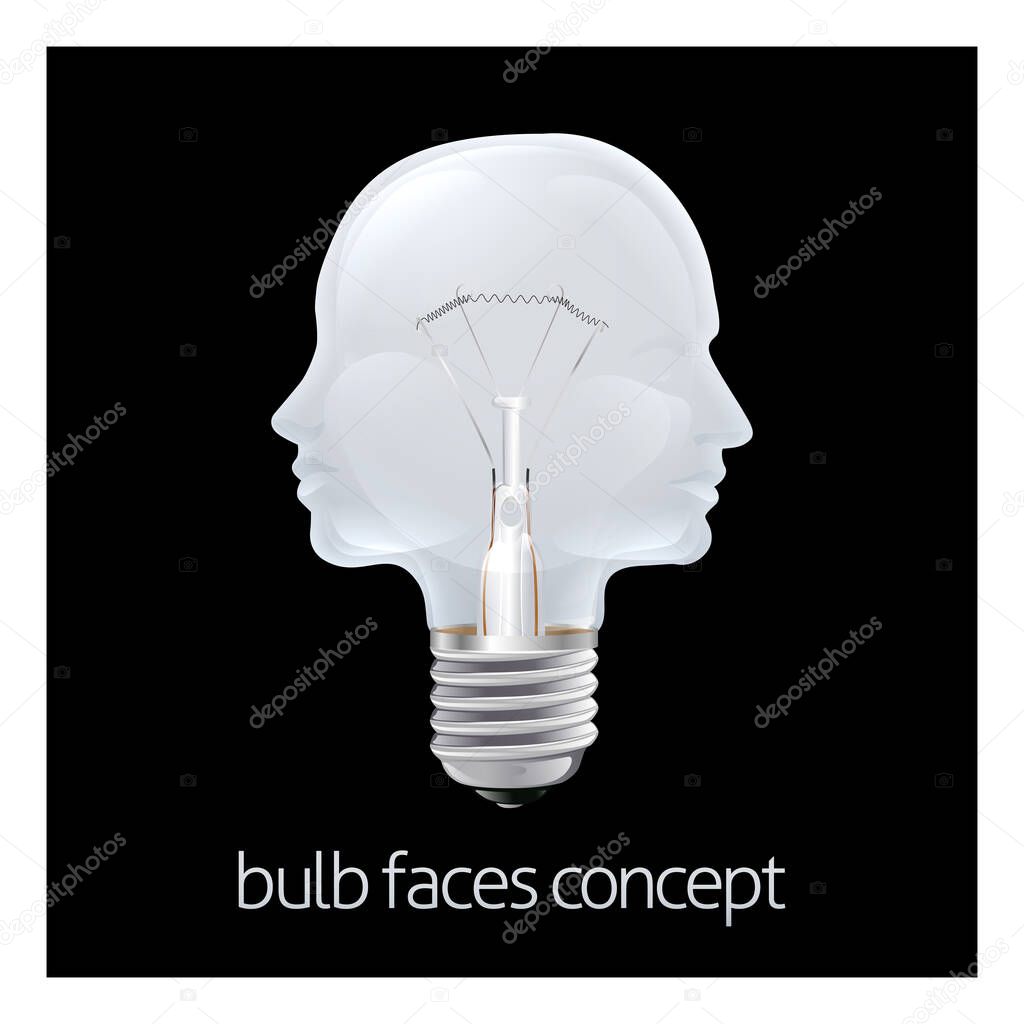 Faces Light Bulb Concept