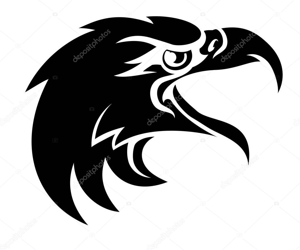 An eagle bird character head in profile