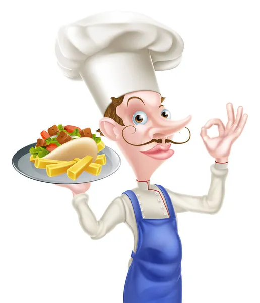 Cartoon Chef Perfect Kebab — Stock Vector