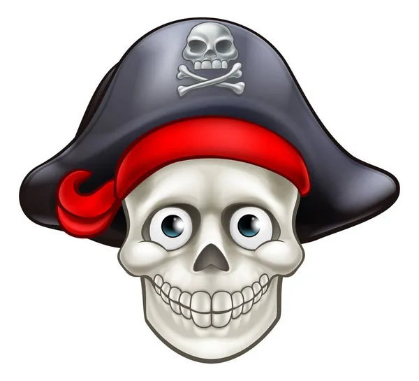 Cartoon Pirate Skull Cartoon — Stock Vector