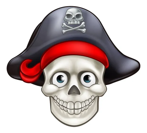 Dibujos animados pirata cráneo Dibujos animados — Vector de stock