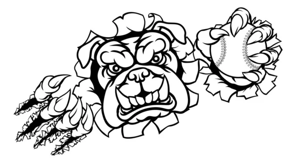 Bulldog Baseball Sports Mascot — стоковий вектор