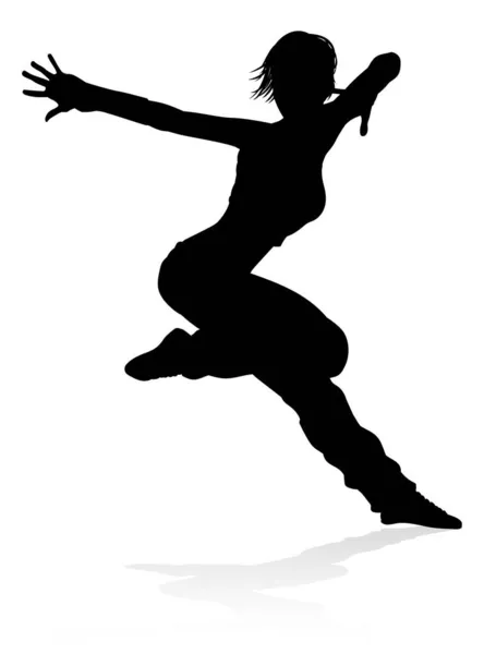 Danse de rue danseuse Silhouette — Image vectorielle