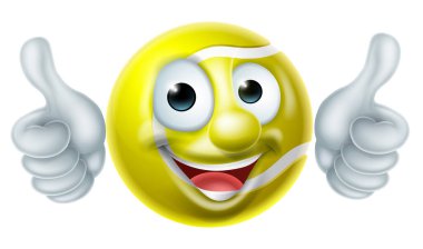 Tenis topu maskotunun baş parmağı var.