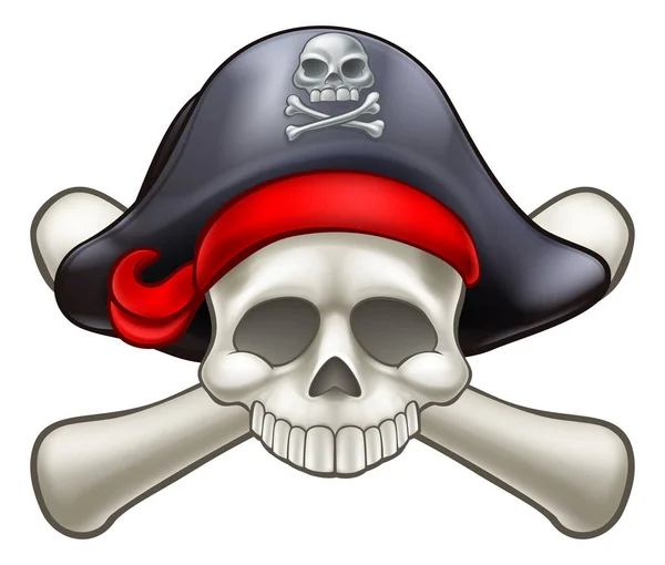 骷髅和交叉骨骼海盗Jolly Roger — 图库矢量图片