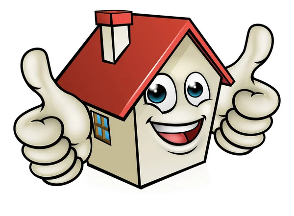 House Cartoon Mascot Character Giving Double Thumbs — Stock Vector