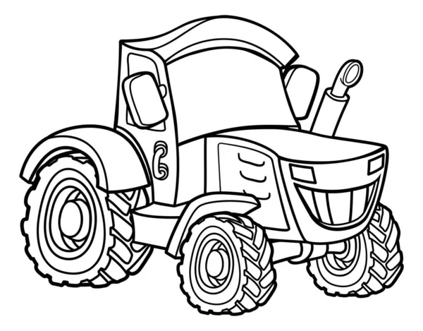 Traktor Rajzfilm Farm Jármű Illusztráció — Stock Vector
