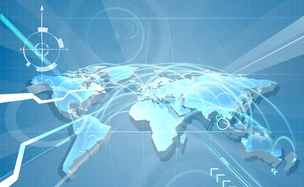 Mapa Mundo Fundo Conceito Abstrato Com Rotas Voo Links Comunicação — Vetor de Stock