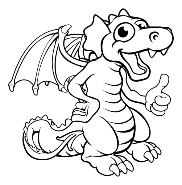Cute Cartoon Red Dragon Character Giving Thumbs — Stock Vector