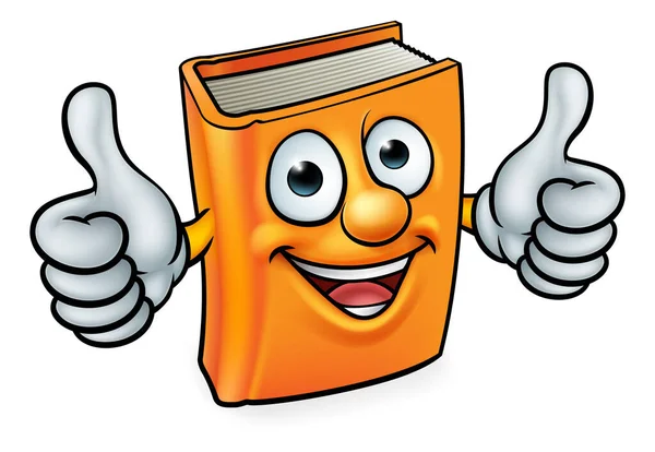 Cartoon Book Character Mascot Giving Double Thumbs — Stock Vector