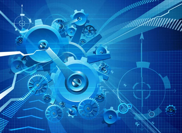Cogs Gear Blue Business Conceptual Abstract Background — 图库矢量图片