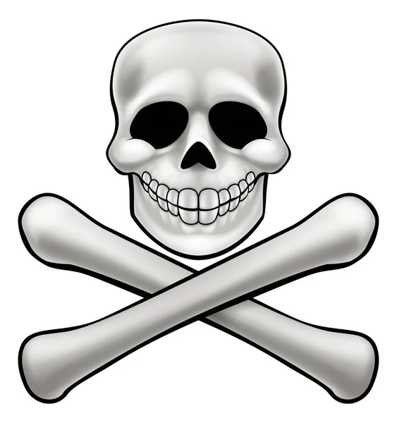 Cartoon Jolly Roger Pirate Skull Crossbones Drawing — Stock Vector